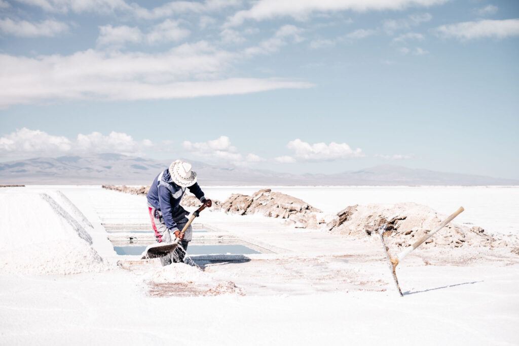 A salt worker in the Salinas Grandes.