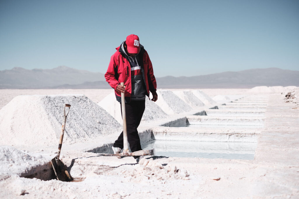 A salt worker in the Salinas Grandes.